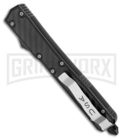 PK-88 10.5" Black OTF Automatic Knife Black Faux Carbon Fiber - Black Plain -Kershaw Shop 10.5in OTF PK 88 Black Dagger Black BHQ 176036 jr side large