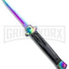 Mago 11" Italian Stiletto OTF Auto Knife Black Acrylic - Rainbow Bayo -Kershaw Shop 11in Italian Stiletto OTF Auto Black Acrylic Rainbow Bolster Rainbow Bayo GX 38618 jr large