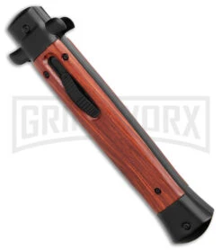 Kershaw Shop -Kershaw Shop 11in Mago OTF Auto Bayo Wood Black Clip Satin BHQ 179226 jr spine large