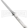 SKM 13" White Pearlex Italian Stiletto Automatic Knife - Flat Grind -Kershaw Shop 13 white pearlex flat large