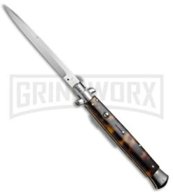 SKM 13" Tortoise Acrylic Italian Stiletto Automatic Knife - Bayonet