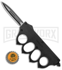 Atomic 1918 Black OTF Automatic Knuckle Knife - Dagger Two-Tone -Kershaw Shop 1918 Black OTF Auto Dagger TT GX 33971 jr bottlecap large