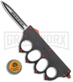 Atomic 1918 Black And Red OTF Automatic Knuckle Knife - Dagger Two-Tone Plain -Kershaw Shop 1918 Black and Red OTF Auto Red Dagger TT GX 35753 jr bottlecap large