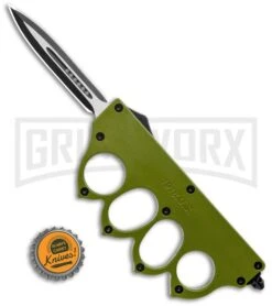 Atomic 1918 Green OTF Automatic Knuckle Knife - Dagger Two-Tone -Kershaw Shop 1918 Green OTF Auto Dagger TT GX 36261 jr bottlecap large