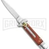 Italia 7.5" Brass Lever Lock Automatic Knife Redwood - Satin Bayonet -Kershaw Shop 7.5in LL Auto Wood Bayo Satin AU 4 GX 0296 jr large