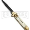 8" Leverlock Sim Ivory Automatic Knife - Bayonet Black Plain -Kershaw Shop 7.625in Leverlock Sim Ivory Bayo Black GBS1875BK BP 19559 jr large