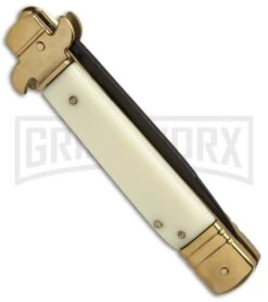 8" Leverlock Sim Ivory Automatic Knife - Bayonet Black Plain -Kershaw Shop 7.625in Leverlock Sim Ivory Bayo Black GBS1875BK BP 19559 jr side large