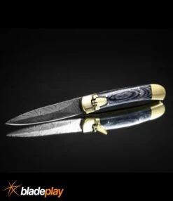 9" Damascus Leverlock Blackwood Automatic Knife - Dagger Damascus Plain -Kershaw Shop 8.75in LL Dagger Auto Stiletto Blackwood Damascus LV1B BHQ 71507 jr large