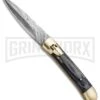 9" Damascus Leverlock Blackwood Automatic Knife - Dagger Damascus Plain -Kershaw Shop 8.75in LL Dagger Stiletto Blackwood Damascus LV1B BHQ 71507 jr large