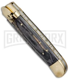 9" Damascus Leverlock Blackwood Automatic Knife - Dagger Damascus Plain -Kershaw Shop 8.75in LL Dagger Stiletto Blackwood Damascus LV1B BHQ 71507 jr spine large