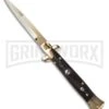 Frank B. 9" Italian Stiletto Dark Horn Automatic Knife - Gold Bayonet -Kershaw Shop 9 fb dh gold bayo jm large