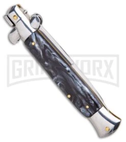 9.5" Anomaly Stiletto Black Marble Automatic Knife - Satin Bayonet -Kershaw Shop 9.5 Anomaly Stiletto Automatic Knife Black Marble 6055BK GX 33722 ns side large