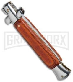 9.5" Anomaly Stiletto Rosewood Automatic Knife - Kris Satin Plain -Kershaw Shop 9.5in Anomaly Stiletto Rosewood Kriss Satin Plain A155DKA BP 22820 jr side large