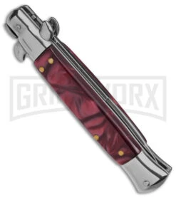 9" Anomaly Stiletto Red Pearlex Automatic Knife - Satin Bayonet -Kershaw Shop 9in Anomally Sitlleto Red Pearlex Automatic Knife Satin Bayonet GX 6065 td side large