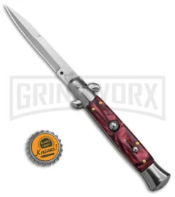 9" Anomaly Stiletto Red Pearlex Automatic Knife - Satin Bayonet -Kershaw Shop 9in Anomally Sitlleto Red Pearlex Automatic Knife Satin Bayonet GX 6065 td size large