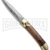9" Damascus Leverlock Wood Automatic Knife - Dagger Damascus Plain -Kershaw Shop 9in LL Dagger Stiletto Wood Damascus LV1W BHQ 75634 jr large