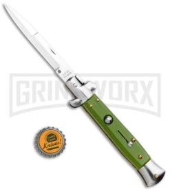 9" Milano Stiletto Automatic Knife Military Green - Bayonet -Kershaw Shop 9in Milano Stiletto Auto Military Green Bayo GX 34140 jr bottlecap large