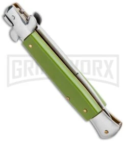 9" Milano Stiletto Automatic Knife Military Green - Bayonet -Kershaw Shop 9in Milano Stiletto Auto Military Green Bayo GX 34140 jr side large