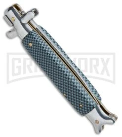 9" Sharksfin Stiletto Sim Carbon Fiber Automatic Knife - Satin Plain -Kershaw Shop 9in Sharksfin Stiletto Sim CF Satin Plain GBS26 BP 17238 jr side large