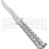 Kriss Blade Silver Butterfly Balisong Knife - Satin Plain -Kershaw Shop 9in Silver Butterfly Kriss Blade Satin GX 2609 jr large