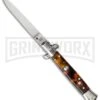 SKM 9" Italian Stiletto Acrylic Tortoise Automatic Knife - Flat -Kershaw Shop 9in stiletto tortoise flat cm large