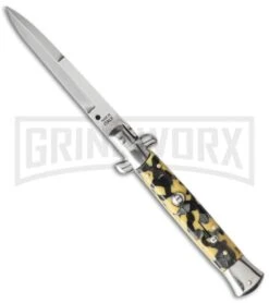 SKM 9" Italian Stiletto Acrylic Mosaic Automatic Knife - Bayonet
