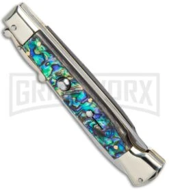AGA 9" Italian Stiletto Swinguard Abalone Automatic Lockback Knife - Dagger -Kershaw Shop AGA 11in Italian Stiletto Swinguard Abalone Auto Dagger GX 36952 jr spine large
