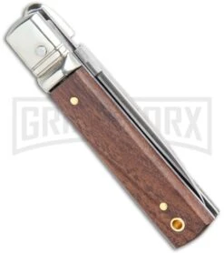 AGA 6" Mini Classic Lever Lock Cocobolo Wood Automatic Knife - Satin Plain -Kershaw Shop AGA 6in Mini Classic LL Cocobolo Wood Auto Satin GX 36837 jr side large