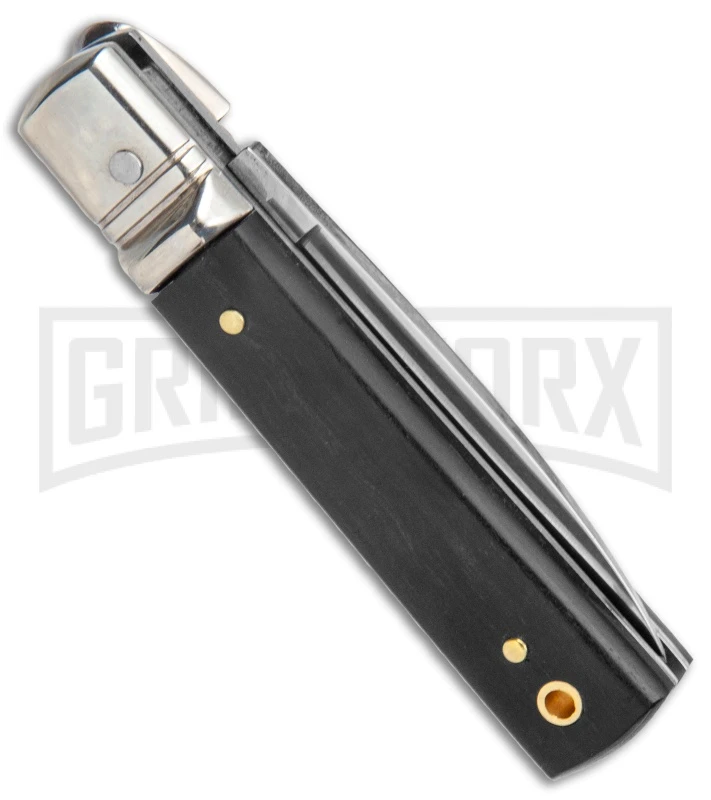 AGA Mini Classic Lever Lock Ebony Wood Automatic Knife (6' Satin) 5 AGA Mini Classic Lever Lock Ebony Wood Automatic Knife (6' Satin) - Image 3