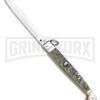 A.G.A. Campolin 9" Ram Horn Sicilian Ring Pull Automatic Knife - Bayonet 2 A.G.A. Campolin 9" Ram Horn Sicilian Ring Pull Automatic Knife - Bayonet -Kershaw Shop AGA Camplin 9in Sicilian Ring Pull Auto Ram Horn Satin Bayo BHQ 100997 jr large