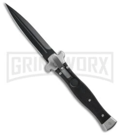 AGA Campolin Zero Black G-10 Leverlock Automatic Knife - Dagger Black Plain