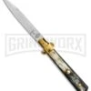 AGA Campolin 10" Brass/Dark Horn Italian Frosolone Automatic Knife - Bayonet -Kershaw Shop AGA Campolin 10in Brass Dark Horn Italian Frosolone Bayonet BP 29647 er large