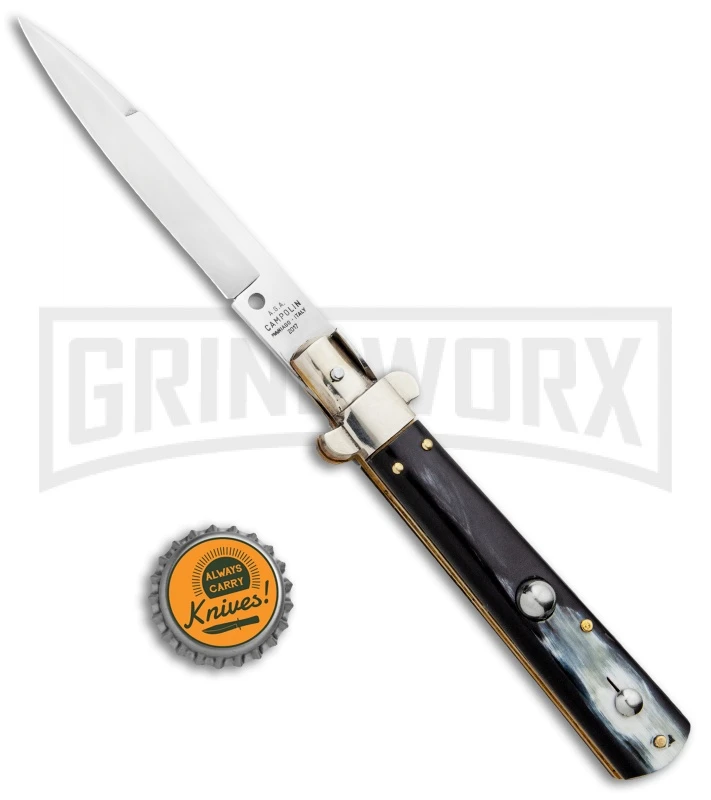 AGA Campolin 10" Brazilian Horn Frosolone Stiletto Automatic Knife - Bayonet 7 AGA Campolin 10" Brazilian Horn Frosolone Stiletto Automatic Knife - Bayonet - Image 5