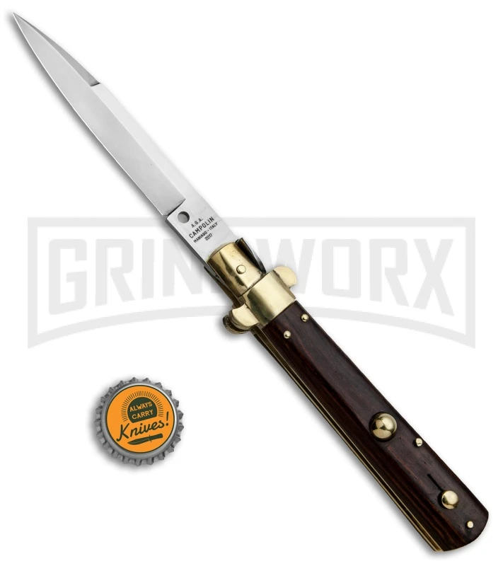 AGA Campolin 10" Cocobolo/Brass Frosolone Stiletto Automatic Knife - Bayonet 7 AGA Campolin 10" Cocobolo/Brass Frosolone Stiletto Automatic Knife - Bayonet - Image 5