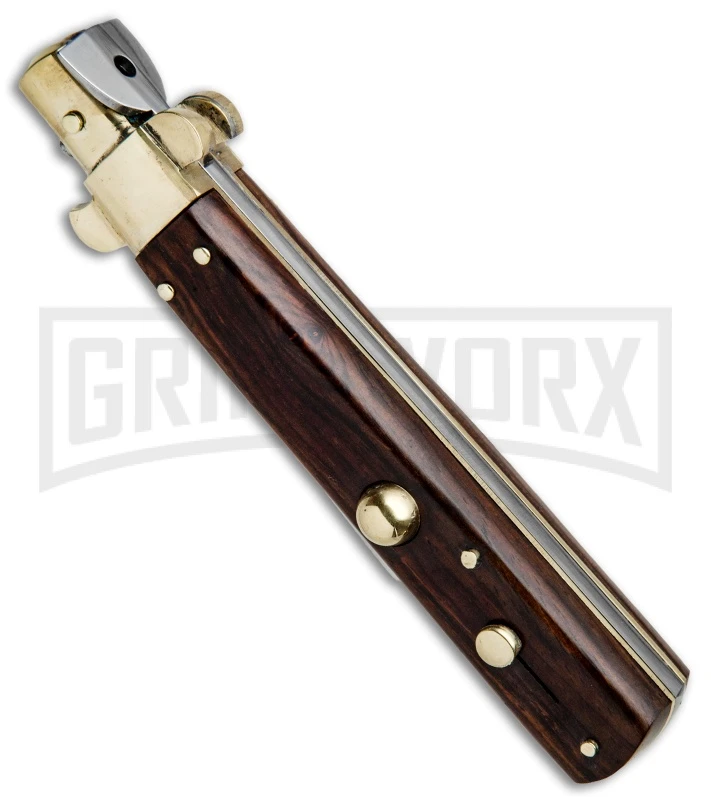 AGA Campolin 10" Cocobolo/Brass Frosolone Stiletto Automatic Knife - Bayonet 4 AGA Campolin 10" Cocobolo/Brass Frosolone Stiletto Automatic Knife - Bayonet - Image 2