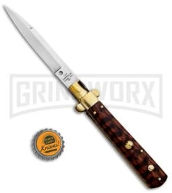 AGA Campolin 10" Snakewood Frosolone Stiletto Automatic Knife - Bayonet -Kershaw Shop AGA Campolin 10in Frosolone Bayonet Stiletto Snakewood Polish BHQ 85760 jr bottlecap large