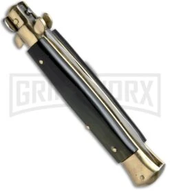 AGA Campolin 10" Brazilian Horn Picklock Stiletto Brass Bolster - Satin Kris -Kershaw Shop AGA Campolin 10in Stiletto Brazilian Horn Kriss BP 19126 jr side large