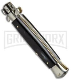 AGA Campolin 10" Brazilian Horn Picklock Stiletto Automatic Knife - Satin Kris -Kershaw Shop AGA Campolin 10in Stiletto Brazilian Horn Satin Kriss BP 19131 jr side large