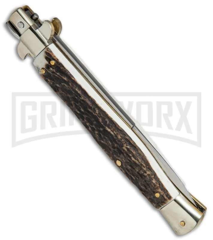 AGA Campolin 11" Italian Picklock Stag Horn Automatic Knife - Bayonet 2018 5 AGA Campolin 11" Italian Picklock Stag Horn Automatic Knife - Bayonet 2018 - Image 3