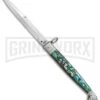 A.G.A. Campolin 9" Abalone Sicilian Ring Pull Automatic Knife - Bayonet -Kershaw Shop AGA Campolin 12in Sicilian Lever Lock Ring Pull Abalone Bayonet BP 27798 jr large