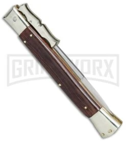 AGA Campolin 13" Stiletto Bat Swinguard Cocobolo Automatic Knife - Bayo 8 AGA Campolin 13" Stiletto Bat Swinguard Cocobolo Automatic Knife - Bayo -Kershaw Shop AGA Campolin 13in Bat Swinguard Auto Cocobolo Satin Bayo BHQ 77552 jr side large