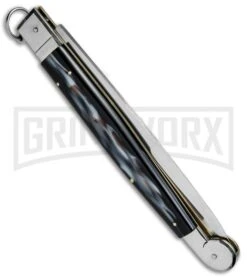 A.G.A. Campolin 16" Sim Horn Sicilian Ring Pull Automatic Knife - Satin Plain -Kershaw Shop AGA Campolin 16in Sicilan Ring Pull Sim Horn BHQ 71213 jr side large