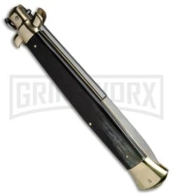 A.G.A. Campolin 18" Brazilian Horn/Brass Italian Stiletto Auto Knife - Bayonet 7 A.G.A. Campolin 18" Brazilian Horn/Brass Italian Stiletto Auto Knife - Bayonet -Kershaw Shop AGA Campolin 18in Stiletto Bayo Brazilian Horn Brass BP 19243 jr side large