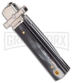 A.G.A. Campolin 6" Dominus Horn Leverlock Automatic Knife - Satin -Kershaw Shop AGA Campolin 6in Dominus LL Auto Horn Satin BHQ 178781 jr side large