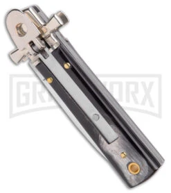 A.G.A. Campolin 6" Dominus Horn Leverlock Automatic Knife - Satin -Kershaw Shop AGA Campolin 6in Dominus LL Auto Horn Satin BHQ 178781 jr spine large