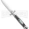 AGA Campolin 9" Stiletto Swinguard Brazilian Horn Automatic Knife - Dagger -Kershaw Shop AGA Campolin 9 Swinguard Automatic Knife Brazilian Horn 5.75 Satin Dagger BHQ 121424 LS large