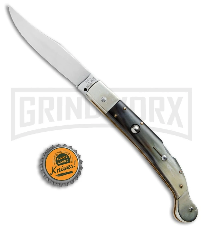 AGA Campolin Sahara Dark Horn Italian Stiletto Automatic Knife - Mirror Plain 6 AGA Campolin Sahara Dark Horn Italian Stiletto Automatic Knife - Mirror Plain - Image 4