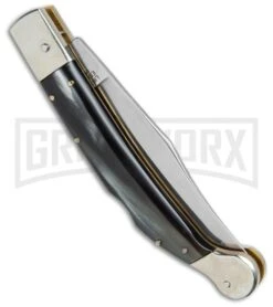 AGA Campolin Sahara Dark Horn Italian Stiletto Automatic Knife - Mirror Plain 8 AGA Campolin Sahara Dark Horn Italian Stiletto Automatic Knife - Mirror Plain -Kershaw Shop AGA Campolin 9in Shara Italian Stiletto LB Dark Horn Mirror BHQ 74050 jr side large