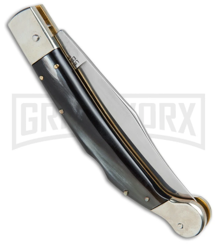 AGA Campolin Sahara Dark Horn Italian Stiletto Automatic Knife - Mirror Plain 5 AGA Campolin Sahara Dark Horn Italian Stiletto Automatic Knife - Mirror Plain - Image 3
