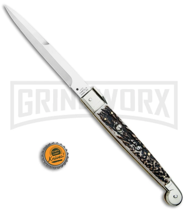 A.G.A. Campolin 12" Brazilian Stag Sicilian Picklock Automatic Knife - Bayonet 6 A.G.A. Campolin 12" Brazilian Stag Sicilian Picklock Automatic Knife - Bayonet - Image 4